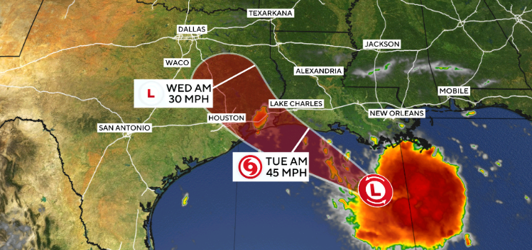 Tropical storm warning issued along Louisiana, Texas coasts