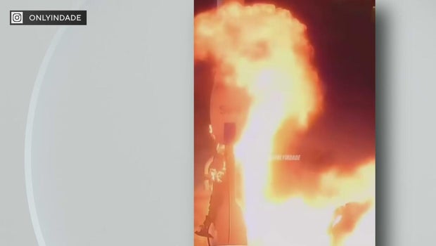 Cardboard sign with political message seen in gas pump fire at southwest Miami-Dade station