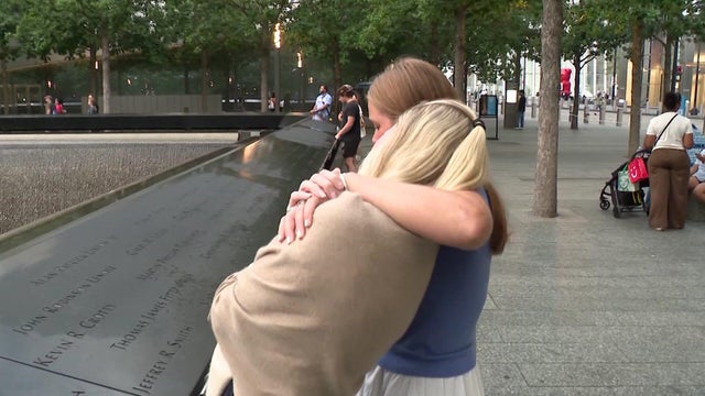 Shay Mahon and Maggie Smith at the 9/11 memorial 