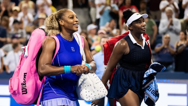 Serena Williams and Venus Williams walk off the court after losing at the Cincinnati Open at Lindner Family Tennis Center on Aug. 17, 2026, in Mason, Ohio. 