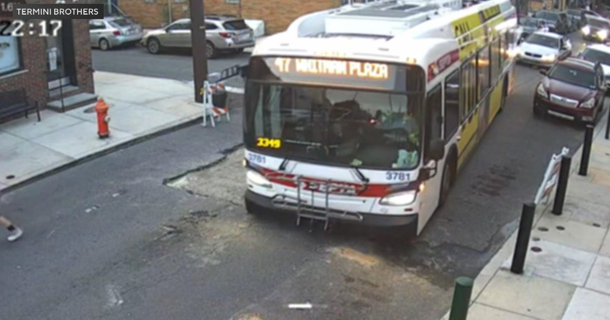 SEPTA bus gets stuck in fresh cement in South Philadelphia, ruining long-awaited pothole repairs