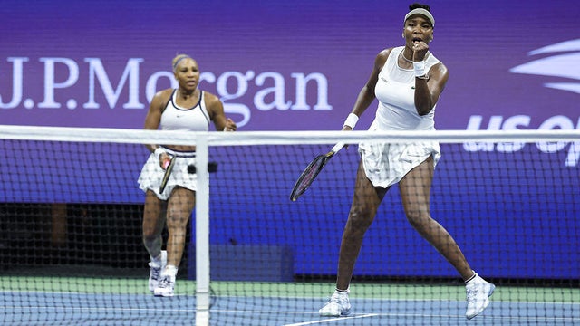 Serena Williams and Venus Williams walk off the court after losing at the Cincinnati Open at Lindner Family Tennis Center on Aug. 17, 2026, in Mason, Ohio. 
