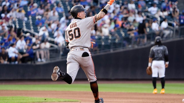 Christian Koss #50 of the San Francisco Giants rounds the bases after hitting a home run in the third inning during the game between the San Francisco Giants and the New York Mets at Citi Field on Saturday, September 5, 2026 in New York, New York. 