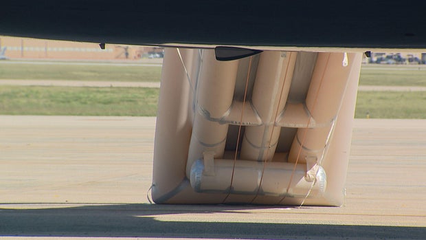 The slide deployed on the side of Air Force One on Wednesday, Sept. 9, 2026. The slide deployed on the side of Air Force One on Wednesday, Sept. 9, 2026.