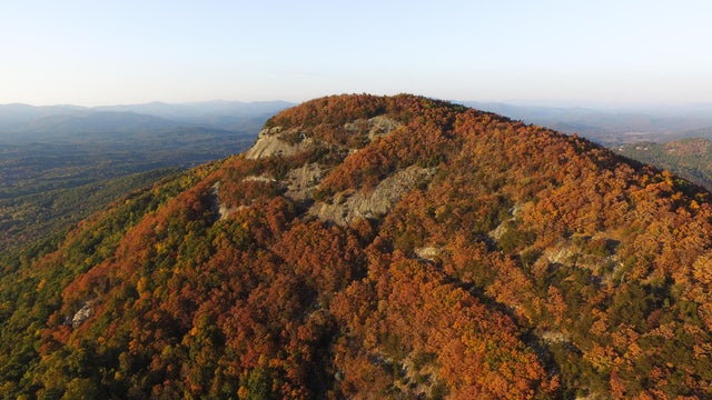 View of a house on a hill from the top of Mount Yonah 