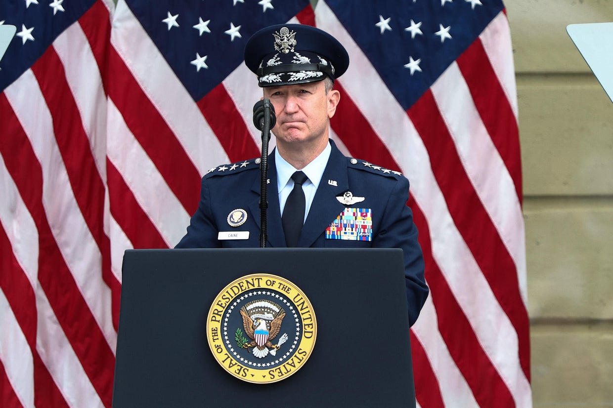 Gen. Dan Caine, chairman of the Joint Chiefs of Staff, speaks during a ceremony in the courtyard of the Pentagon on Sept. 11, 2026, in Arlington, Virginia.
