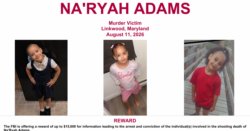 FBI offers reward in shooting death of 5-year-old in Dorchester County
