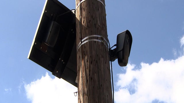 Flock camera mounted on a telephone pole 