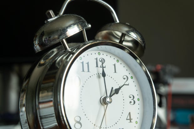An alarm clock at 2 p.m.