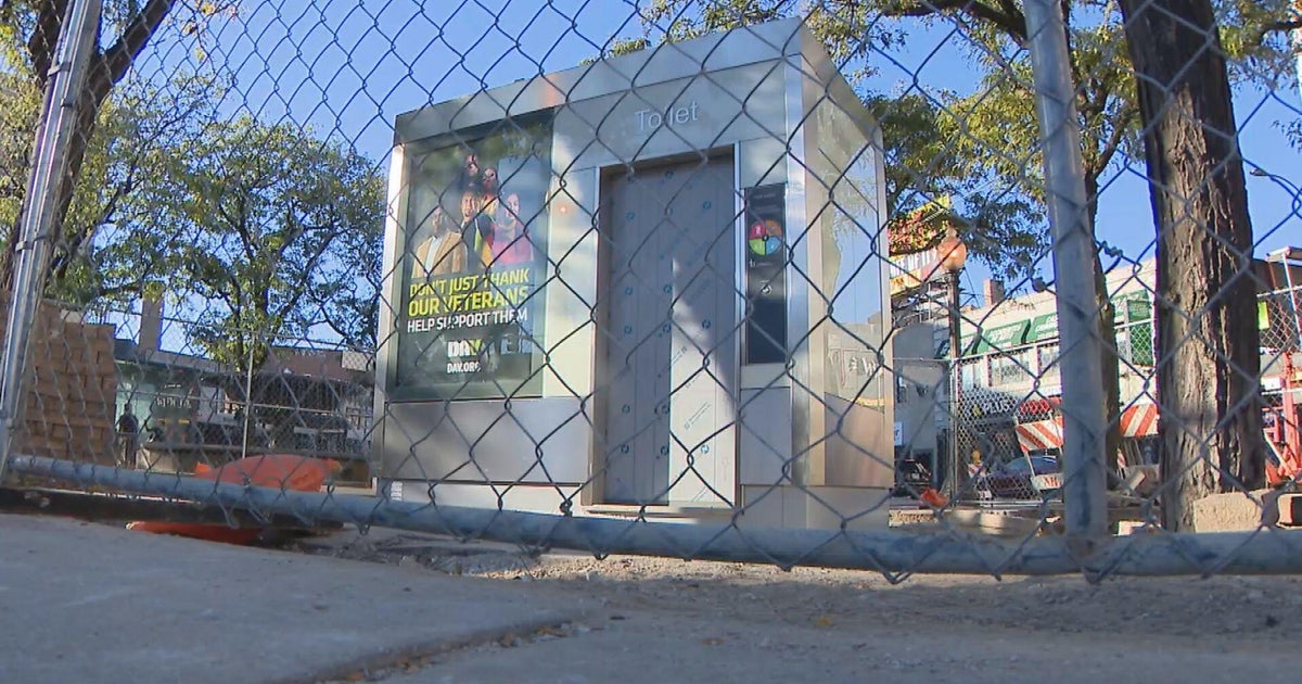 Automated self-sanitizing public restroom under construction in West Town