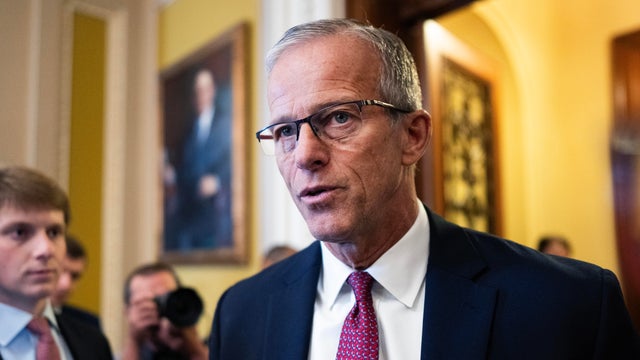 Senate Majority Leader John Thune talks with reporters in the U.S. Capitol on Thursday, September 24, 2026. 