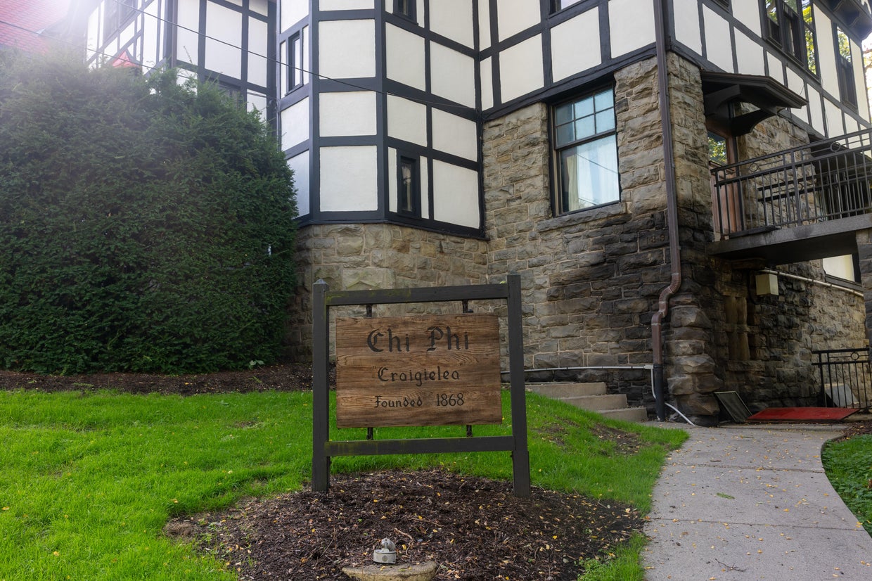The fraternity house at the center of a rape allegation stands on the campus of Cornell University on Sept. 30, 2026, in Ithaca, New York. Spencer Platt/Getty Images
