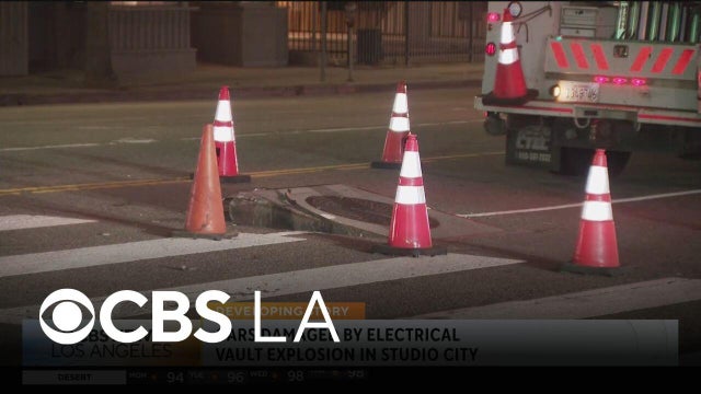 Vehicles damaged by hitting Studio City concrete vault encasing