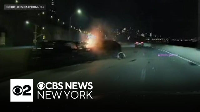 Video shows aftermath of fiery wrong-way crash on Henry Hudson Parkway