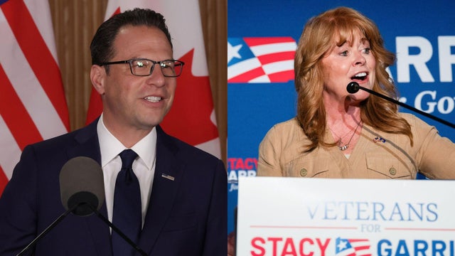 Split image of Josh Shapiro and Stacy Garrity 