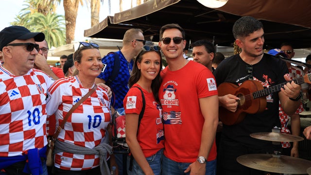 Ashton and Zachary Smith pose with Croatian supporters in Split, Croatia 