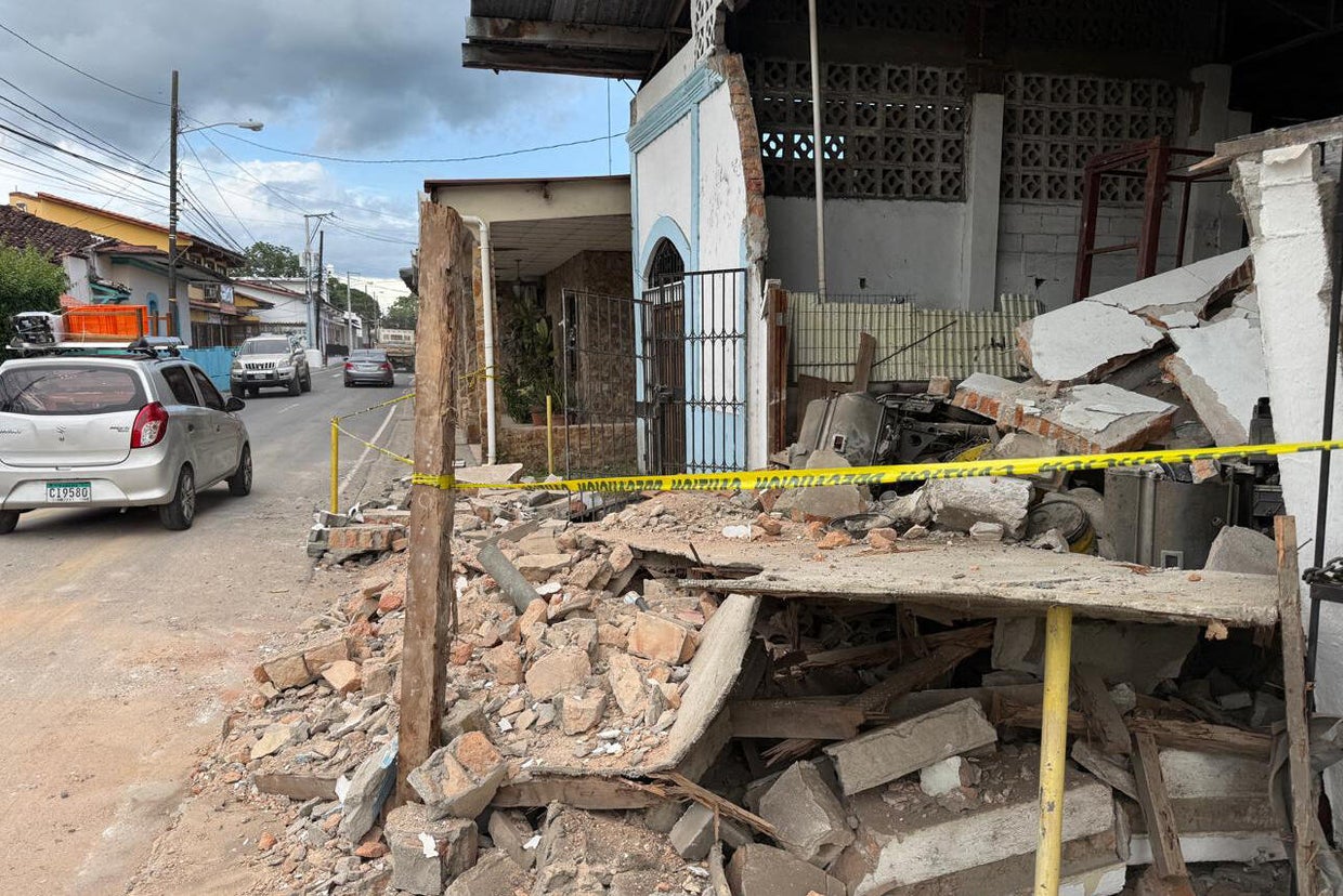 Damage to a house wall is seen after an earthquake in Penonome, Panama, on Oct. 9, 2026. 