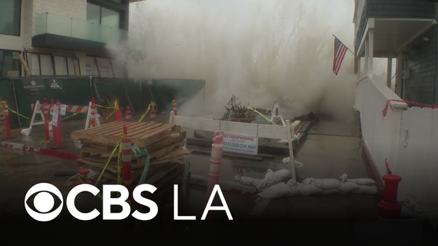 Powerful surf generated by Tropical Storm Rachel pounds Long Beach coast