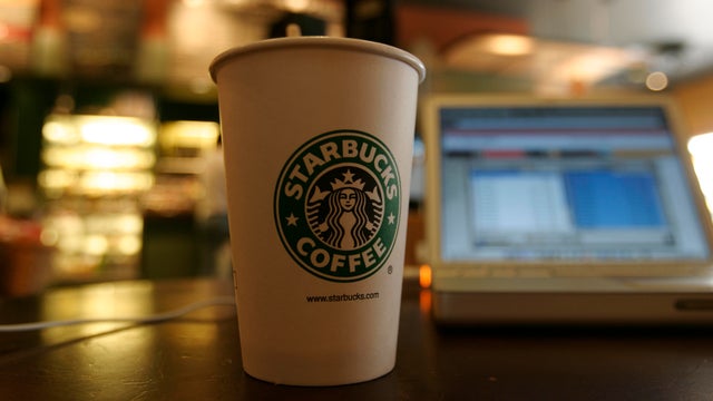 Laptop at a Starbucks Coffee House 