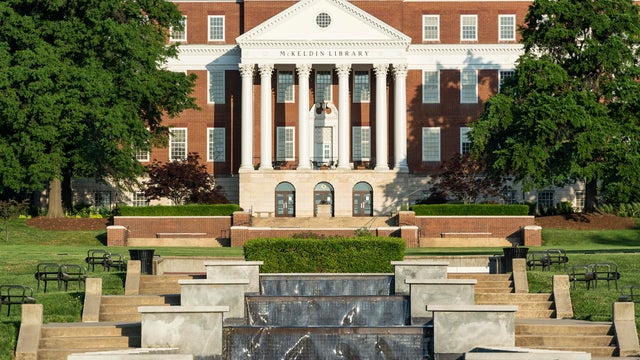 McKeldin Library and fountain, University of Maryland 