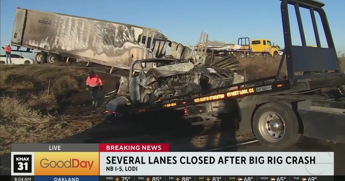 Several northbound I-5 lanes in Lodi closed after big rig crash