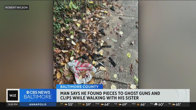 Man says he found pieces to ghost guns and clips while walking in Baltimore County