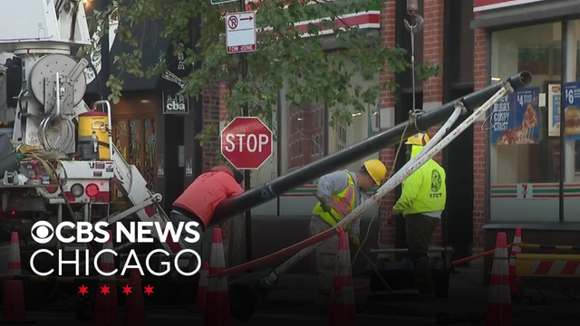 Light pole crashes down to street in Chicago's Lincoln Park neighborhood