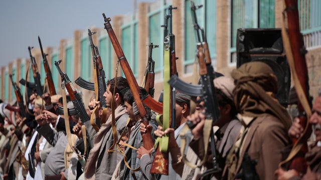 Houthi supporters carry their rifles while attending an armed tribal rally in Sanaa, Yemen, Wednesday, Oct. 7, 2026. 