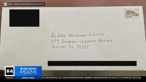 Congresswoman Debbie Wasserman Schultz's Sunrise office threatened by suspicious envelope