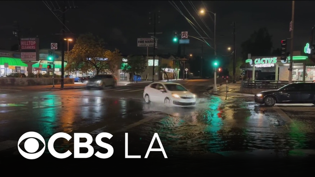 Heavy rainfall creates dangerous driving conditions in the San Fernando Valley