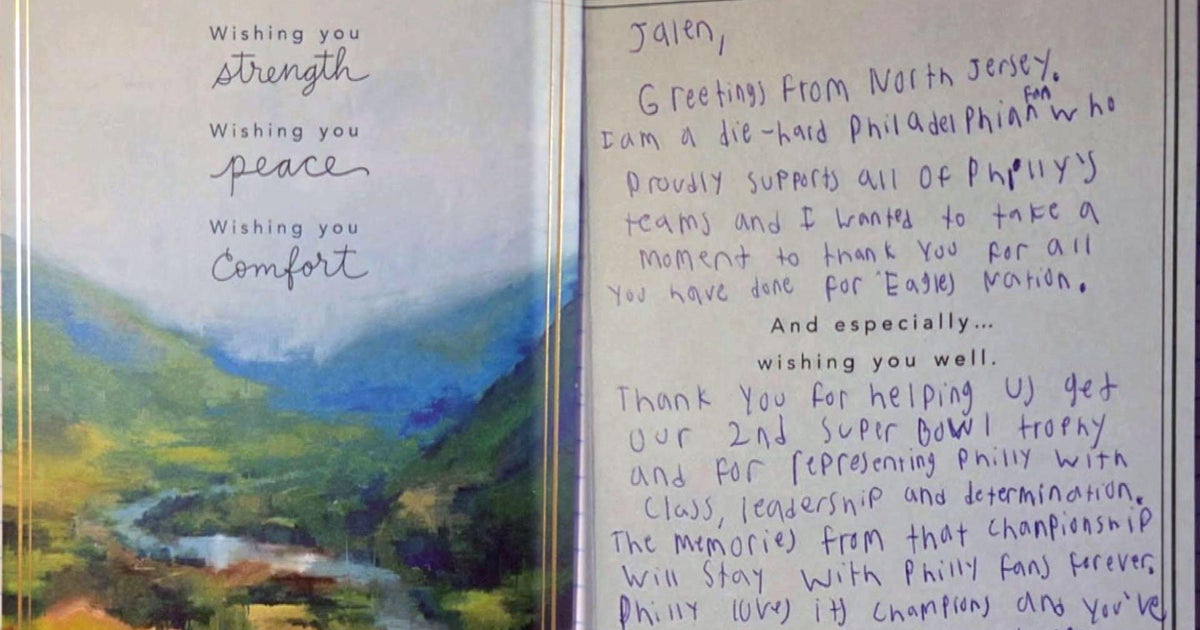 Image for Eagles fans flood Jalen Hurts with letters of support after blood clots diagnosis