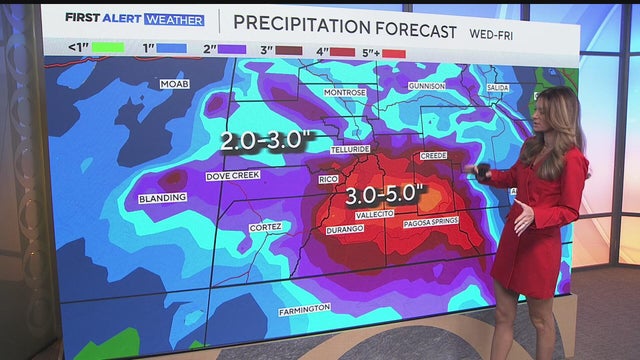 Heavy rain in Southwest Colorado with some scattered showers for the Denver area