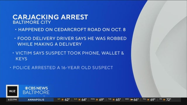 16-year-old arrested for robbing food delivery driver in Baltimore City, police say