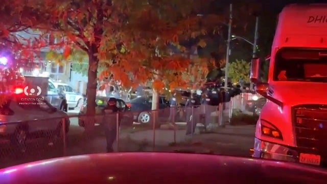 Police flashing lights at crime scene 