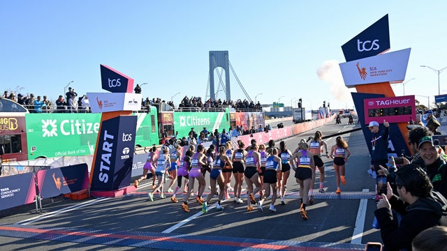 A view of the Pro Women's start at the 2025 New York City Marathon on November 02, 2025 in New York City. 