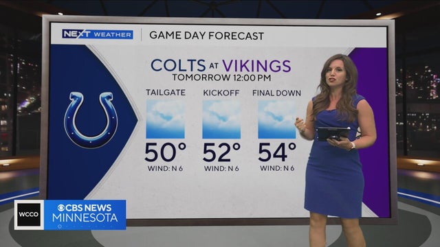 Cloudy and a bit windy for kickoff of the Minnesota Vikings game Sunday | NEXT Weather 6:30 p.m. Oct
