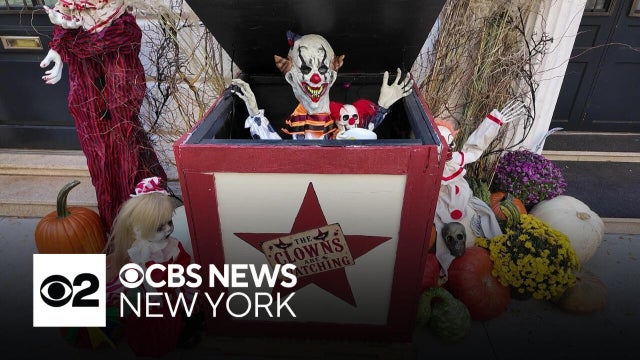 Halloween decorations on NYC's Upper East Side spook and delight visitors