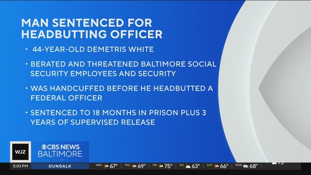 Man sentenced for headbutting Baltimore Social Security employee