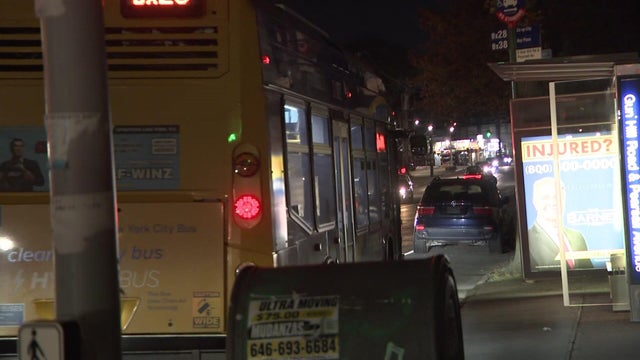 A bus stop on Gun Hill Road in the Bronx 