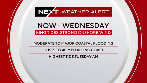 This graphic shows the details on the NEXT Weather Alert in South Florida through Wednesday, Oct. 28. CBS News Miami
