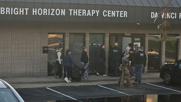 State and federal agency execute a search warrant at Bright Horizon Therapy Center in Edina, Minnesota, on Oct. 29, 2026. Jason Zabeli