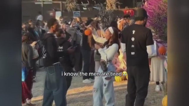 Viral video shows dozens of men serving as personal photographers at North Texas pumpkin patch