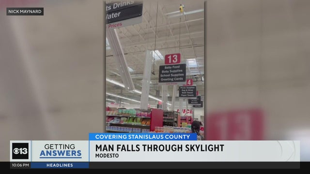 Man injured after falling through skylight in Modesto